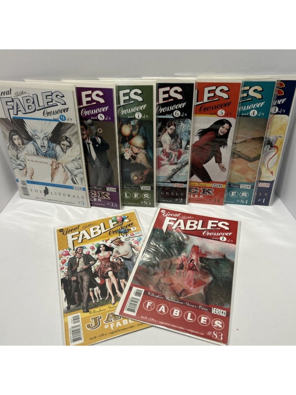 The Great Fables Crossover #’s 1,2,3,4,5,6,7,8,9 (1,2,3, 33,34,35, 83,84,85) DC